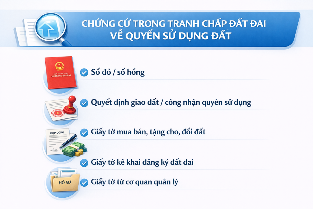 Các loại chứng cứ trong tranh chấp đất đai về quyền sử dụng đất